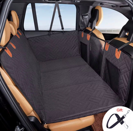 K9SECURED Extended Dog Car Seat Cover — Waterproof Back Seat Protector with Safety Belt Slots