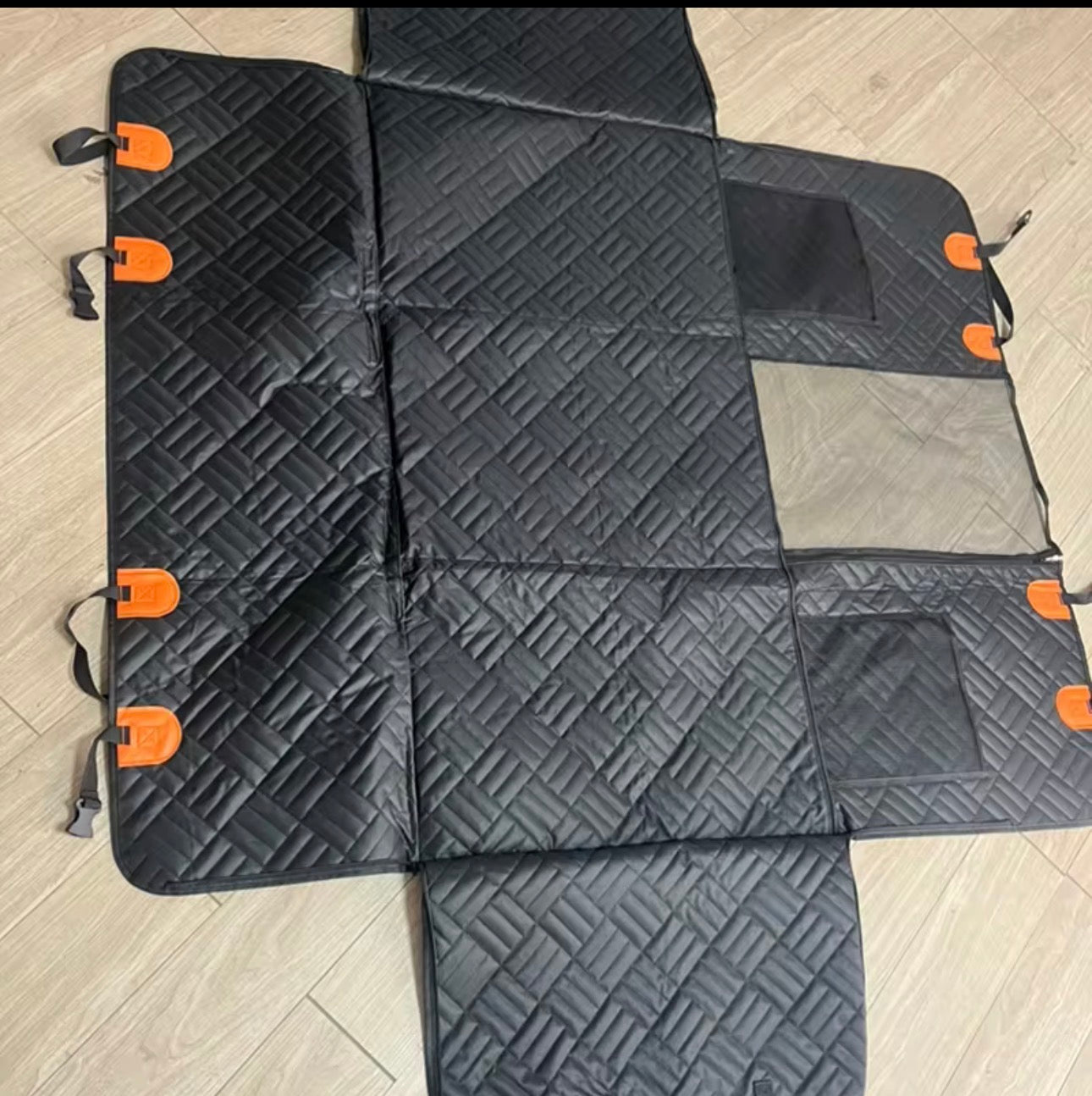 K9SECURED Extended Dog Car Seat Cover — Waterproof Back Seat Protector with Safety Belt Slots