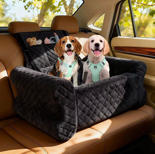 K9SECURED Memory Foam Dog Car Booster Seat - Elevated Safety Seat for Small & Medium Dogs