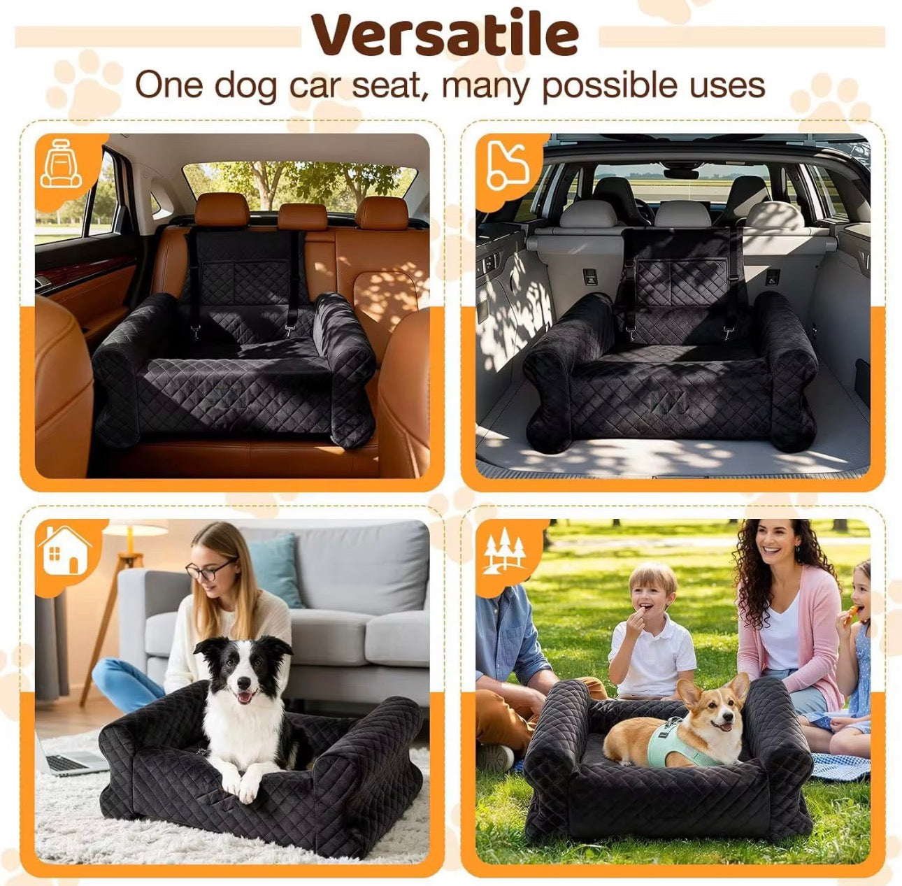 K9SECURED Memory Foam Dog Car Booster Seat - Elevated Safety Seat for Small & Medium Dogs